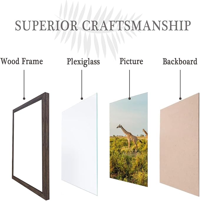 TKYGU 9 x 13 Picture Frame Set of 3, 13 x 9 walnut Wooden Frame Wall Gallery Poster Photo frame with Shatter Resistant Plexiglass,Horizontal and Vertical Formats for Wall Hanging, best gift