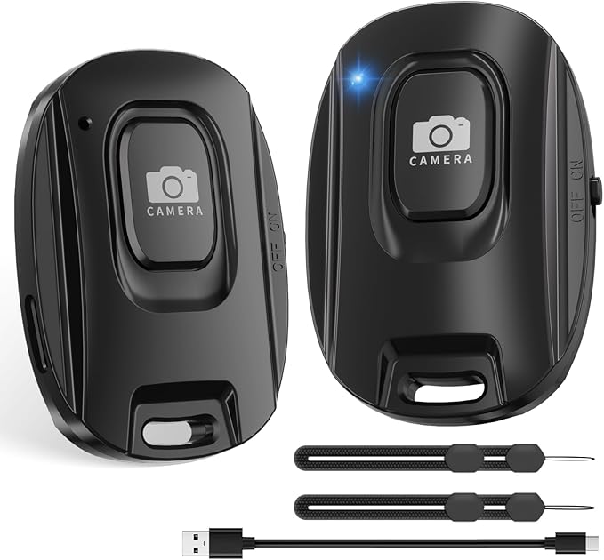 VYVIYON Bluetooth Camera Remote Shutter for iPhone and Android Smartphones, Rechargeable Wireless Phone Remote Control,Selfie Button for Photos and Videos, Charging Cable Included (2 Pack)