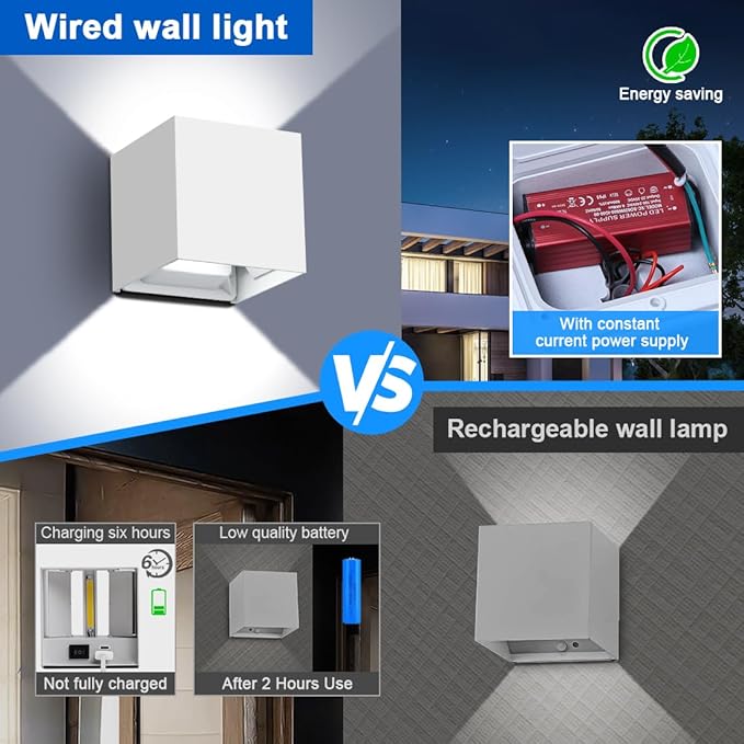 ledmo LED Up and Down Outdoor Wall Sconces White 6000K 20W High Power Aluminum Anti-Rust Exterior Light Fixture IP65 Waterproof Adjustable Light Beam 1800LM for House Home Patio Garage 1 Pack