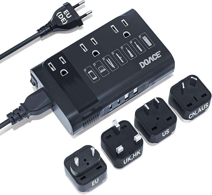Upgraded 220V to 110V Converter for European Travel- 350W Voltage Converter US to Europe for Using Most U.S. Travel Devices Abroad- Hair Straightener Curler Shaver Toothbrush Laptop Camera Phone