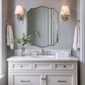 ANDY STAR Chrome Bathroom Mirror, 22x30 Inch Polished Nickel Vanity Mirror, Modern Scalloped Mirror for Bathroom with Anti-Rust Stainless Steel Frame, Hangs Vertical or Horizontal