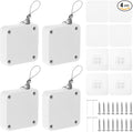 MECCANIXITY Punch-Free 1200g Automatic Sliding Screen Door Closer, Multifunctional Storm Sensor Door Closer with Steel Drawstring for Bedroom Storm Bathroom Study Room (White Pack of 4)
