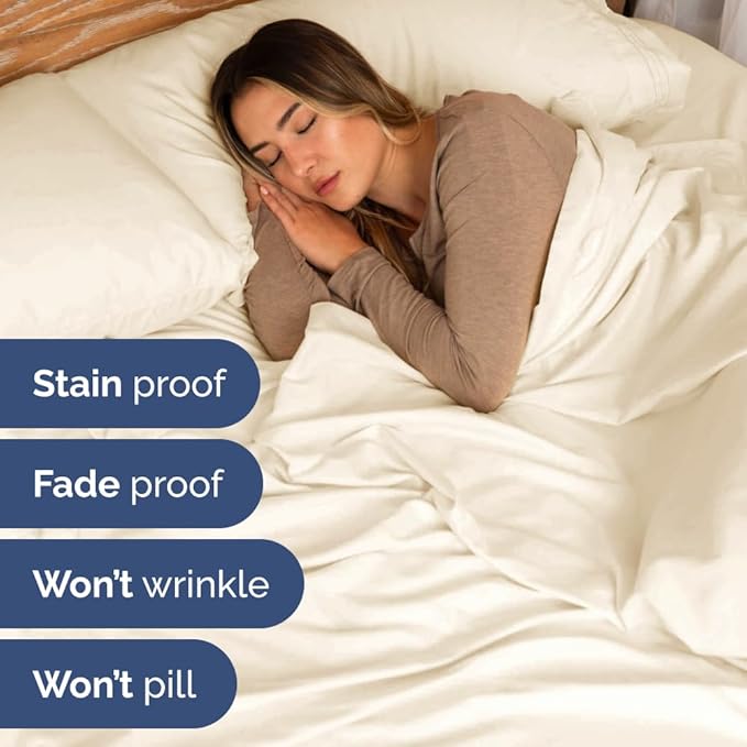 Split Head King Sheet Set – 4 Piece Flex Split Top King Sheets for Adjustable Beds - Fits 14” to 16" Mattress w/ Deep Pockets - Soft, Breathable & Cooling - Luxury Bedding and Wrinkle Free - Off White