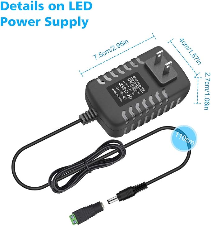 12V LED Strip Power Supply, 2A 24W Power Adapter, 12V Power Supply - Image 2