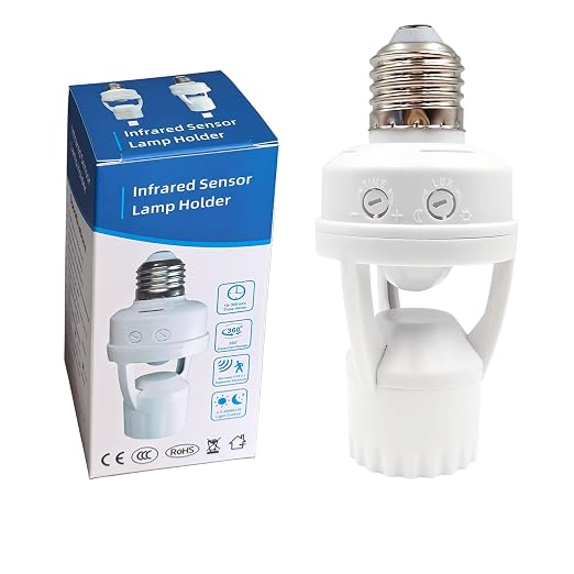 PIR Motion Sensor Light Socket, E26/E27 Smart Lamp Bulb Holder Adapter Auto by Unknown