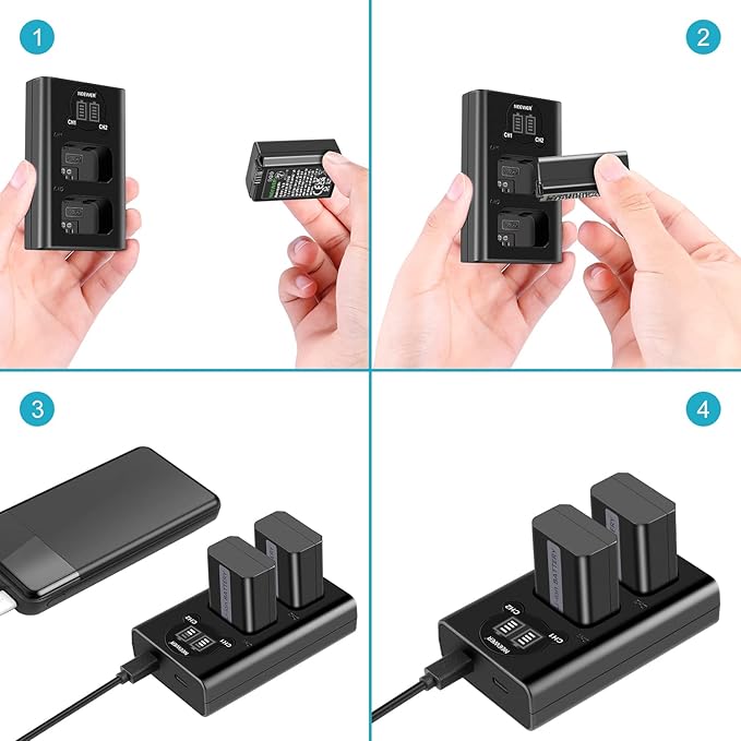NEEWER NP-FW50 Camera Battery Charger Set Compatible - Image 6