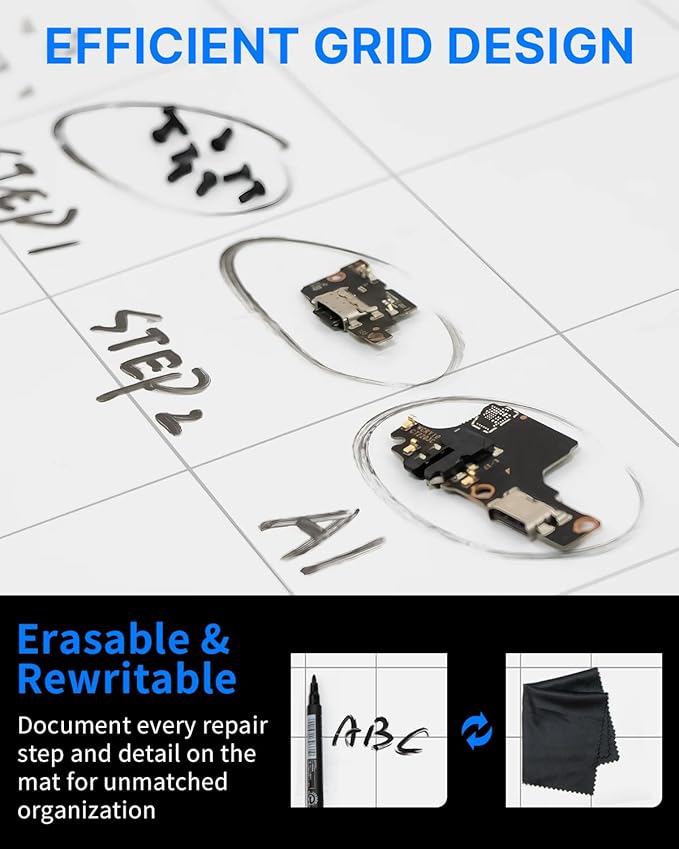 Large Size Magnetic Project Mat SHOWPIN Small Parts Work Mat with A Board Marker - Preventing The Small Screws from Getting Lost and Unorganized (9.8x11.8 inches)