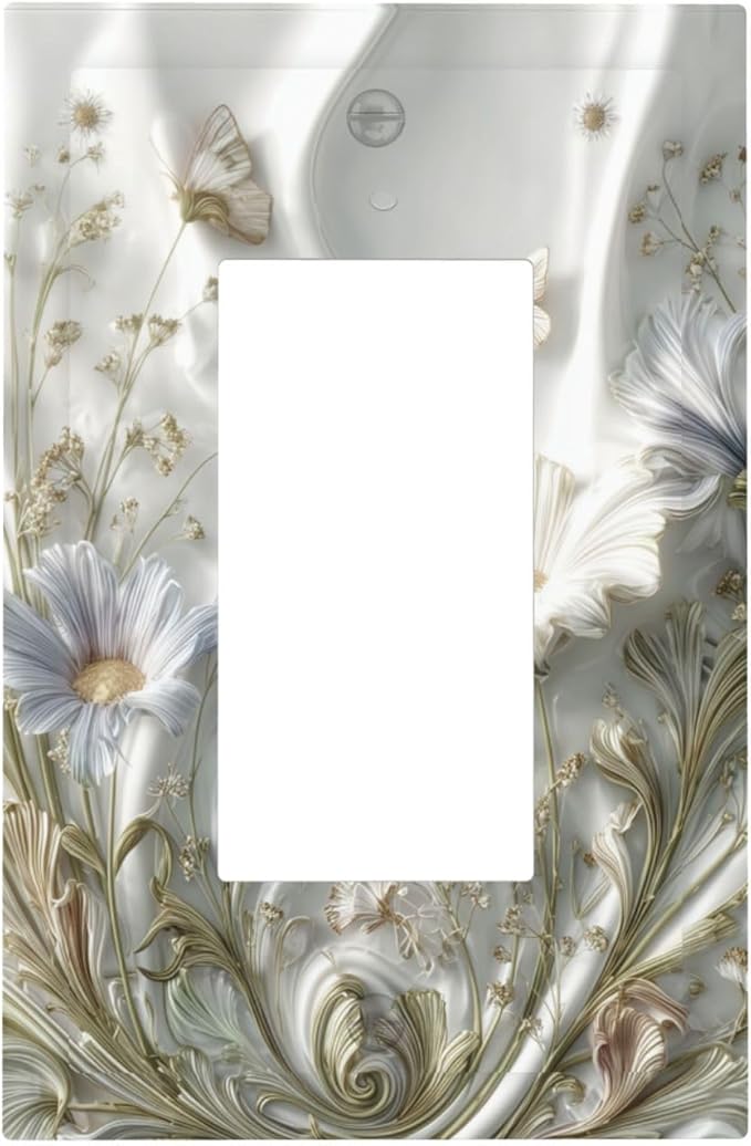 Bvtewkhz Boho Floral Wild Flower 1 Gang Single Rocker Decorative Light Switch Covers Electrical Faceplate Switch Plates for Bathroom Kitchen Home