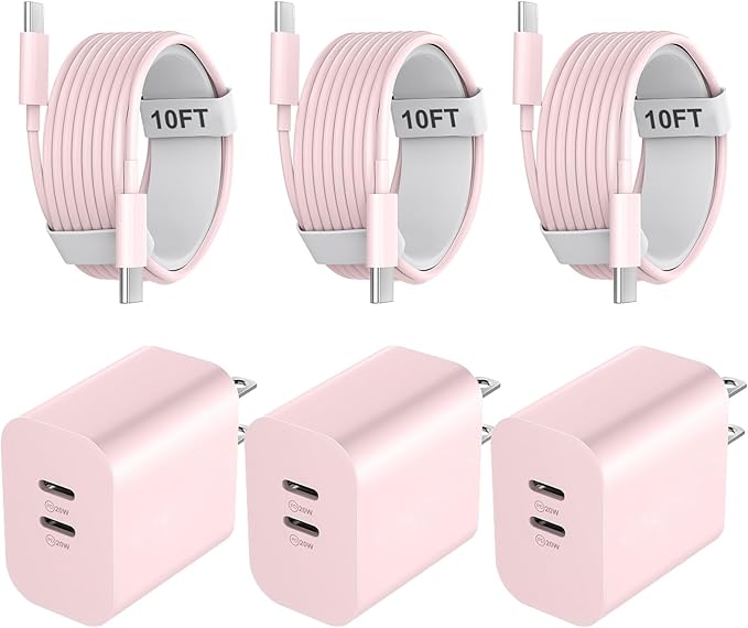 Phone 17 16/15 Pro Max Charger, 20W Type C Fast Wall Charger with 10FT USB-C to C Cable, USB C Charger Block for Phone 17 16 15/16 15 Plus/17 16 15 Pro/17 16 15 Pro Max