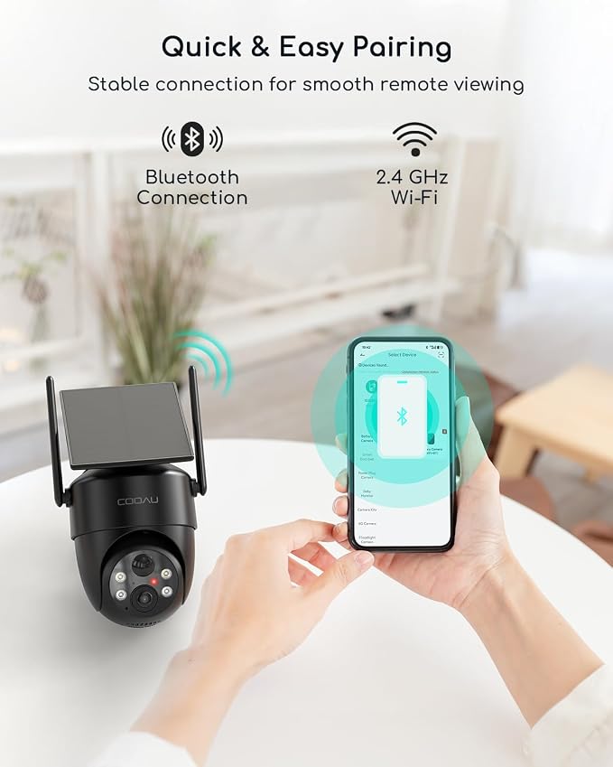 COOAU Cameras for Home Security​​, 2K 360° Solar Security Cameras Wireless - Image 9