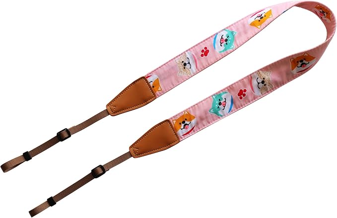Original Design Personalized Adjustable Camera Strap Pink Shiba Inu, Fit - Image 2
