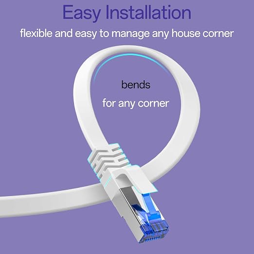 Cat8 Flat Ethernet Cable 3 FT Indoor & Outdoor, Invisable Ultra-Thin Ethernet - Image 5