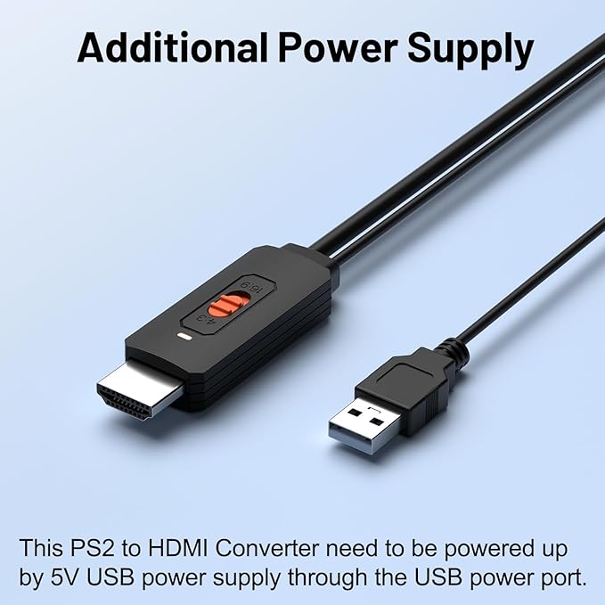 Arector HDMI Cable for PlayStation 2, PS2 to HDMI Adapter for HDTV HDMI Monitor, Supports All PS2 Display Modes