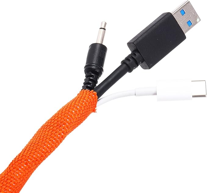 MECCANIXITY Braided Cable Sleeves Heat Shrinkable Fabric Sleeving, 1 3/8" 40ft Orange 2:1 Ratio Heat Shrinkable Cord Protector for Harness Cable, Network Cable Protection, Cable Management