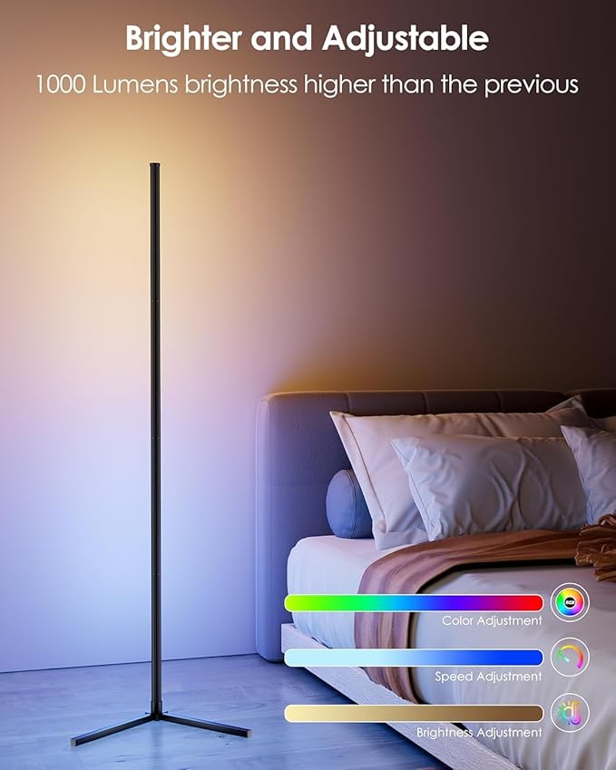 boostool 2 Pack Corner Floor Lamp, 65" RGB LED Corner Lamp, Color Changing Ambient Lighting with Music Sync - App and Remote Control LED Lamp for Bedroom, Living Room, Gaming Room