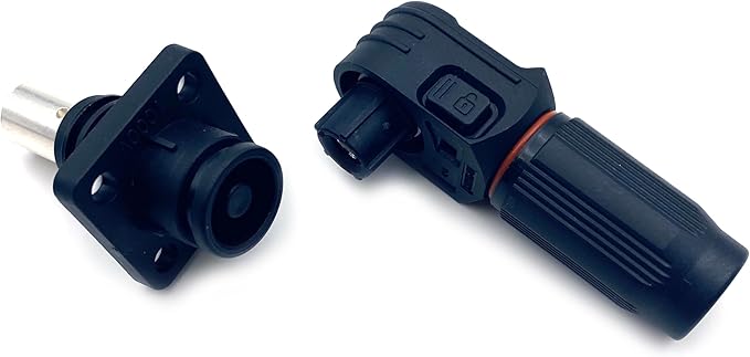 1 Set Battery Energy Storage Connector, 100A High Current Connectors Quick Plug Terminal Black Right Angle Plug and Socket IP67 Waterproof Power Adapter Crimping 16mm² Wiring (1000V)