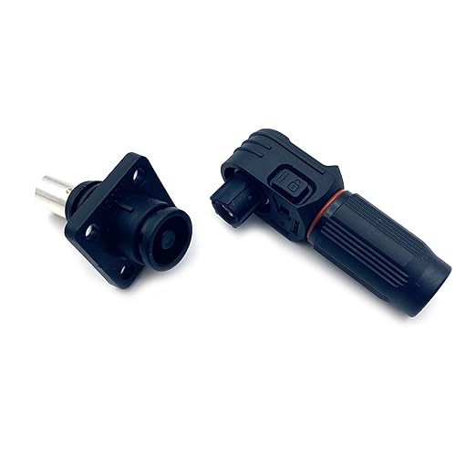 250A Battery Energy Storage Connector, 70mm² High Current Connectors IP67 Waterproof Crimping Wiring Power Adapter Quick Plug Terminal Right Angle Plug and Socket (1500V Black+Orange)