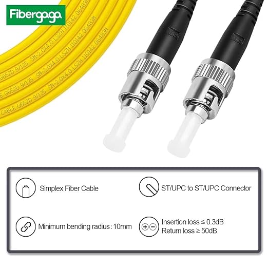 Fibergaga-5m OS2 ST to ST Fiber Patch Cable, Single Mode, Length Option: - Image 2