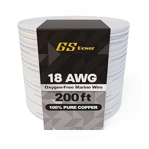 GS Power 200 Ft Duplex Marine Wire, 18 Gauge Wire, Oxygen-Free Tinned Copper 18 AWG Electrical Boat Wiring, Sheathed Copper Marine Grade Electrical Cable for Boat Automotive RV Camper Trailer