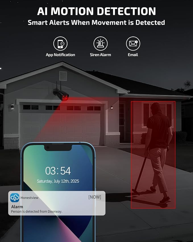 《130°Wide Angle》Wireless Security Camera System Outdoor, Wireless Cameras - Image 7