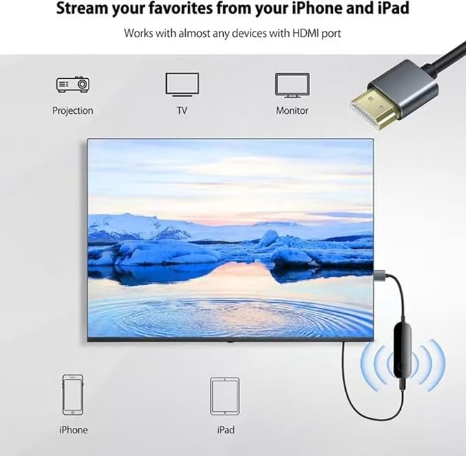 IShare iOS Wireless HDMI Display Adapter,Wireless hdmi Display Adapter,4k 1080p WiFi Streaming Movies Device Receiver Dongle for iPhone iPad,Supports high-Definition Video Synchronization. (3)