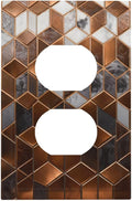 Bvtewkhz Brown Abstract Luxury Modern Geometric Cubic Marble Duplex Outlet Decorative Light Switch Covers Electrical Faceplate Switch Plates for Bathroom Kitchen Home