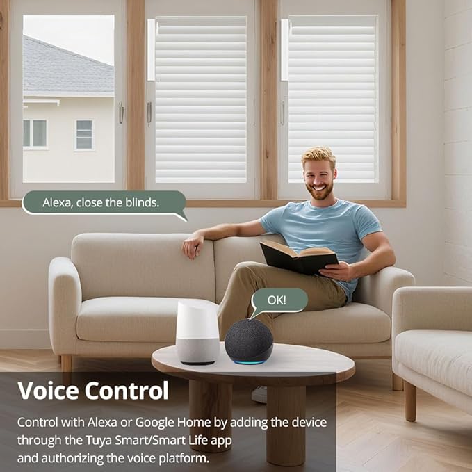 Zigbee Plantation Shutters Motor for Motorized Plantation Shutters and Automatic Curtain Opener, Requires Tuya Zigbee Hub (Motor with 16-Channel Remote)