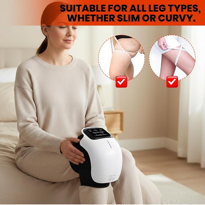 ROVIA 2026 New Portable Comfort Electric Knee Massager, 3-in-1 Rechargeable Knee Massage Machine with Heat, Red Light and Vibration, Adjustable Knee Pain Relief Wrap, Personal Care Appliances