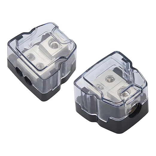 2Way Power Distribution Block 4AWG / 8AWG in 8 AWG Out Car Amplifier Audio Amp Splitter 2PCS
