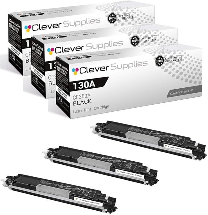 CS Replacement Compatible with HP 130A CF350A Black Color M176 M177 M177FW PRO M176 M176N MFP M177FW MFP M176 MFP M177 PRO 100 MFP M176 M177 M177FW Toner Cartridge 3 Set