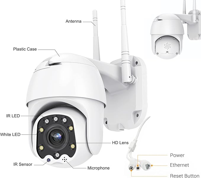 Outdoor PTZ WiFi IP Security Camera 1080P Home Surveillance Camera Pan/Tilt - Image 3