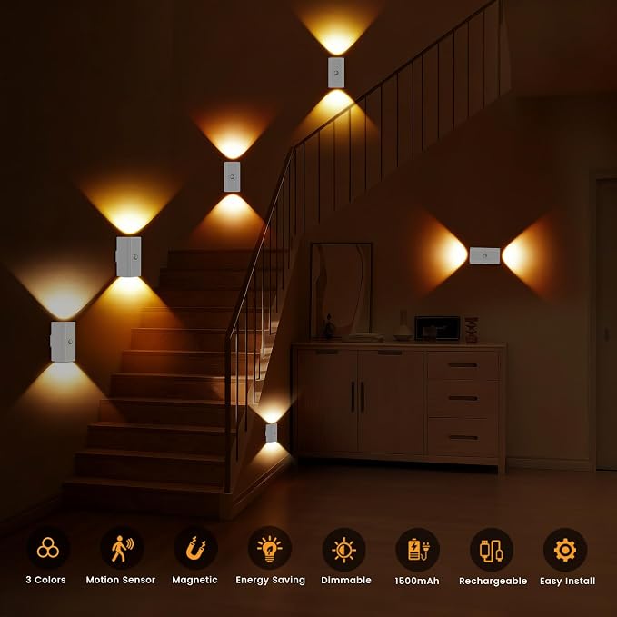 easuntec Rechargeable Motion Sensor Night Light Warm White, Wireless Dimmable - Image 2