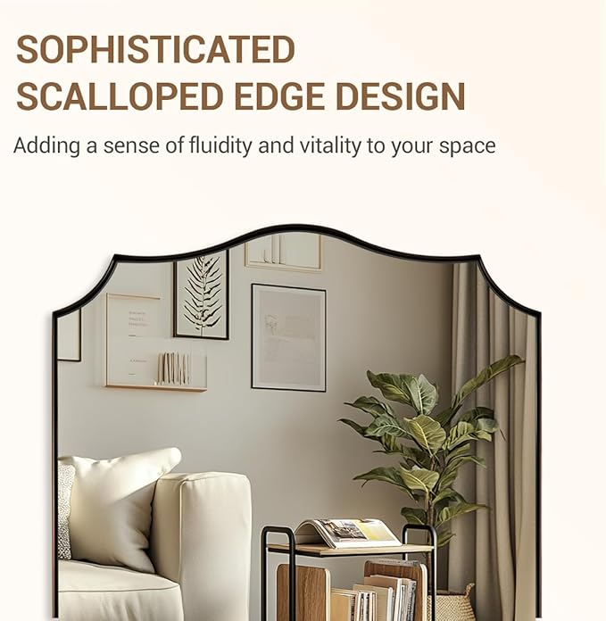 ANDY STAR Brushed Bronze Bathroom Mirror, 22x30 Inch Vanity Mirror, Scalloped Mirrors for Bathroom, Anti-Rust Stainless Steel Frame, Stunning Curved Design Ideal for Bathroom, Living Room, Mantel