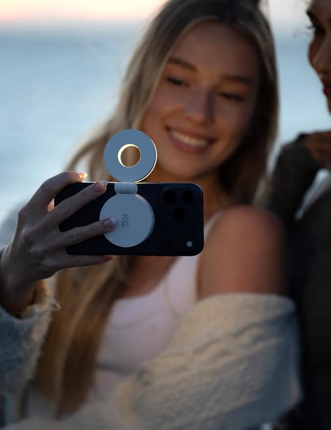 KraftGeek Magnetic Selfie Light for iPhone, Portable Phone Ring Light with Rechargeable Battery, Compact LED Phone Light for Travel, Video Recording, Vlogging