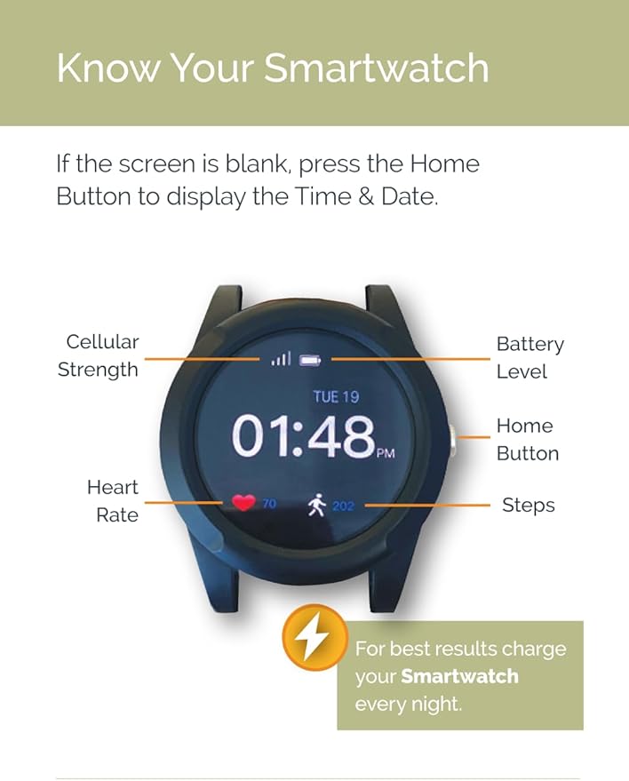 Connected Caregiver Safety+ 4G Medical Alert System for Seniors: Smart Watch, Fall Detection, 24/7 Monitor, WiFi Locate, SOS Button, Small, Lightweight, (Call to Activate)