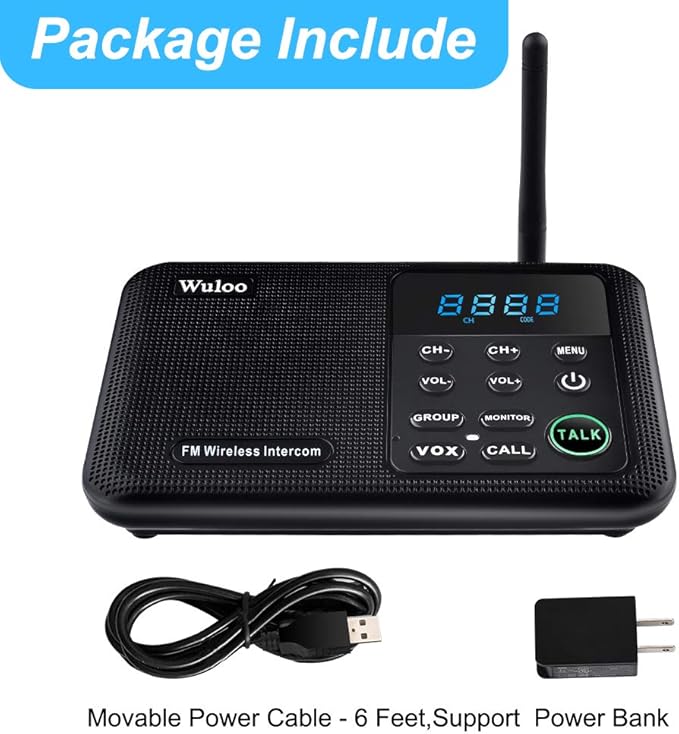 Expandable for Wuloo Intercoms Wireless for Home WL888, 1 Mile Range 22 Channel 100 Digital Code (Only 1 Unit for Expandable The Original intercom System, CAN NOT Work Without Other Units)