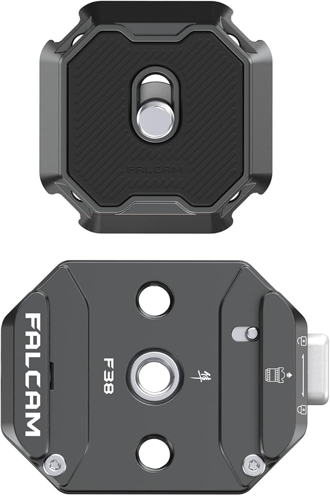 FALCAM F38 Quick Release Kit V2, Quick Release System, Base and Plate with 1/4" and 3/8" Screw Thread for Tripod, Monopod, Stabilizer, Slider - F38B3404