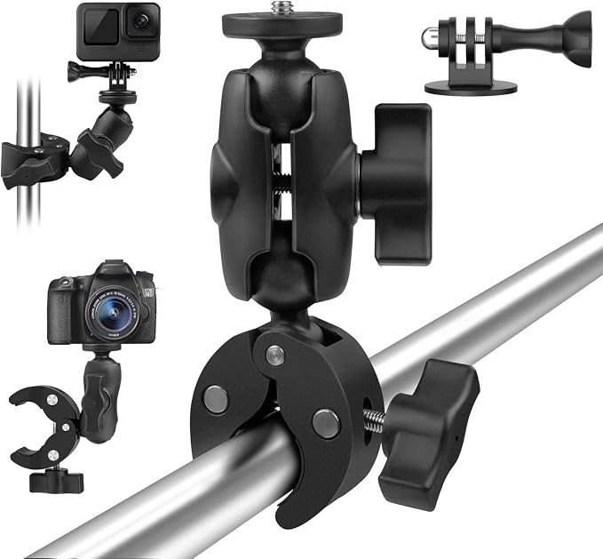 Taisioner Super Camera Clamp Mount Double Socket Arm 1/4"-20 Ball Head Adapter by Taisioner