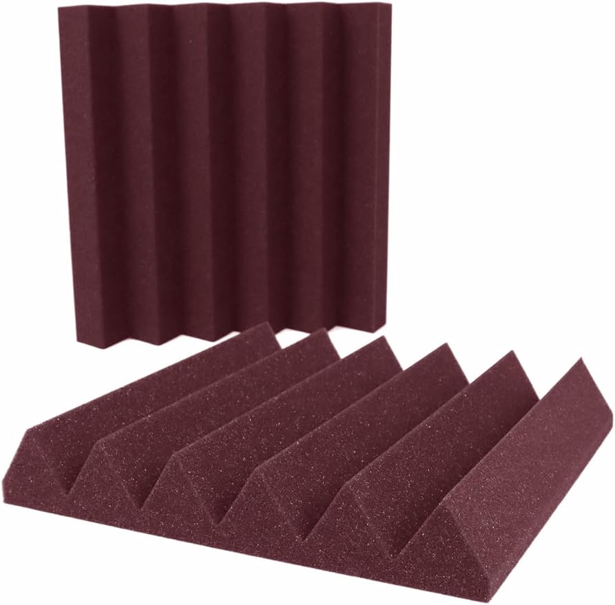 Foam Factory Inc 24 Pack Color Acoustic Foam Panel Studio Soundproofing Wedge Wall Tiles 12” X 12” X 2” (Plum)