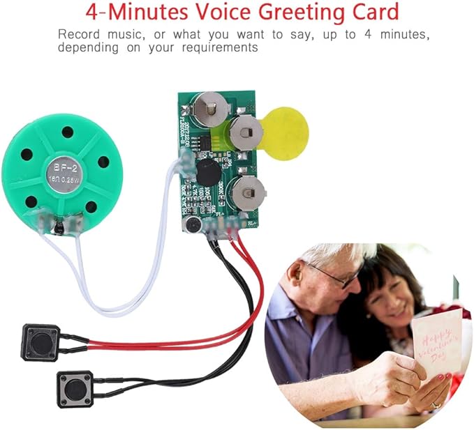 fosa 4 Minutes DIY Greeting Card Chip Music Sound Voice Recording Module Device Chip Recordable Sound Chip for Christmas Cards, Holiday Creative Gift Boxes, Jewelry Boxes, Crafts, Children's Toys