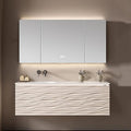 48IN Bathroom Vanity - Smart Defogging Mirror Cabinet | Waterproofing Technology & Wave Shaped Door Panel, Floating Bathroom Vanities with Large Storage Space (Mirror Cabinet)
