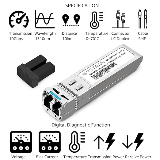 OPSTRAN 10GBASE-LR SFP+ Optical Transceiver Module Compatible with Fortinet FN-TRAN-SFP+LR FS-TRAN-SFP+LR FG-TRAN-SFP+LR 1310nm 10km DDM Duplex LC SMF 4 Pack