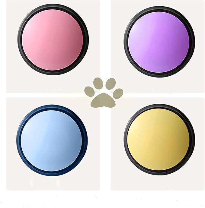 Voice Recording Button, Dog Buttons for Communication Pet Training Buzzer, 30 Second Record & Playback, Funny Gift for Study Office Home 4 Packs