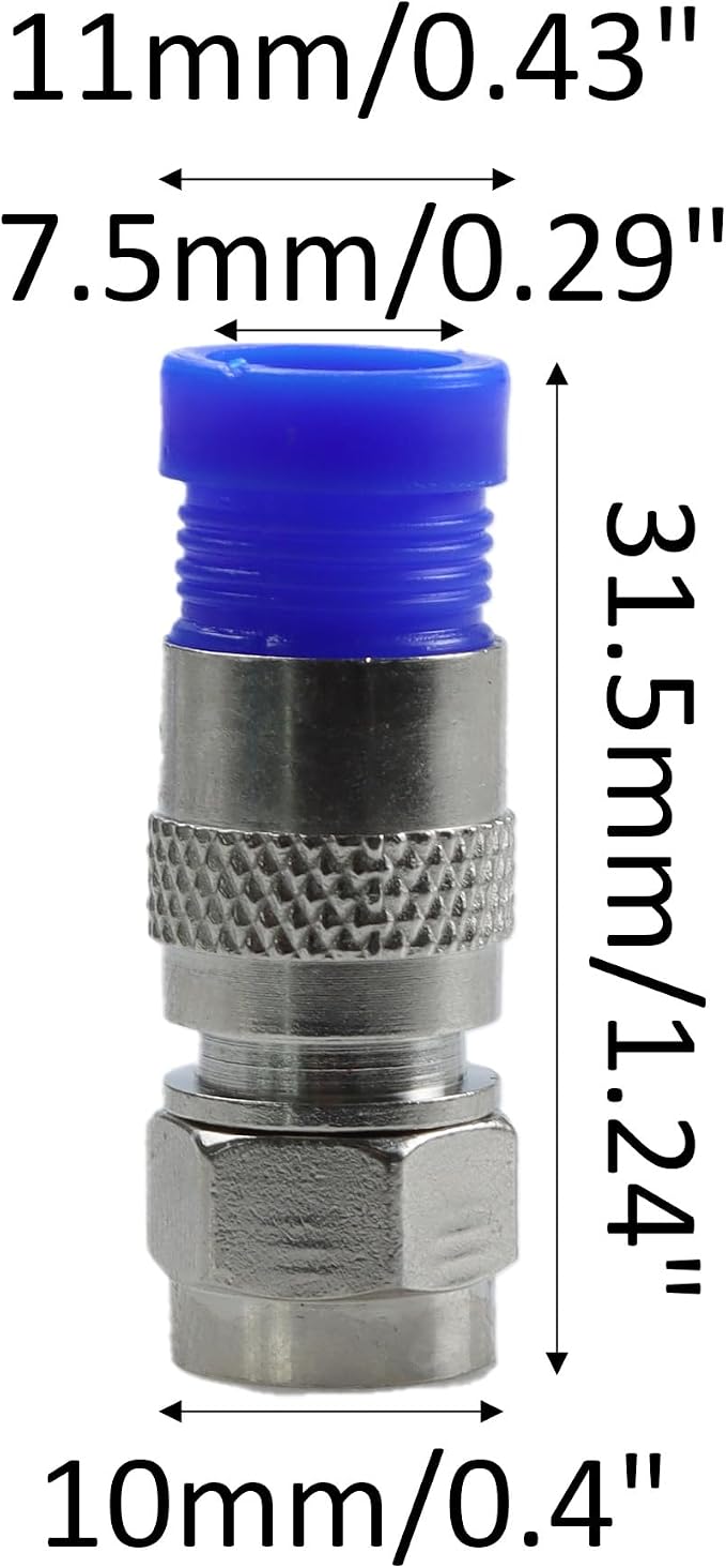 25Pcs RG6 F Type Connector Coaxial Compression Fitting, Cable Modem, Aerial - Image 3