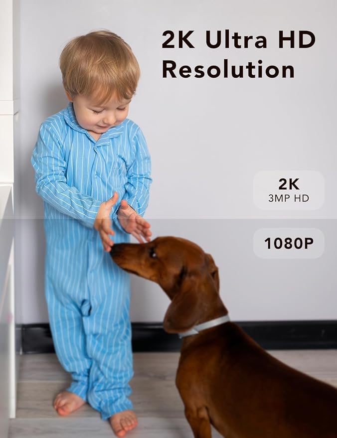 FAMVIVA 2K Security Camera, Outdoor/Indoor for Home, Pet, Baby, Nanny, IP65 Waterproof Color Night Vision, White Light & Siren, Recording, Motion Detection, Compatible with Alexa, White-4P