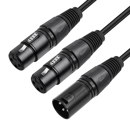 5 Pack XLR Splitter Cable,1 Maleto 2 Female, 1.5FT Stereo Mic to L&R Audio Y-Splitter Cable