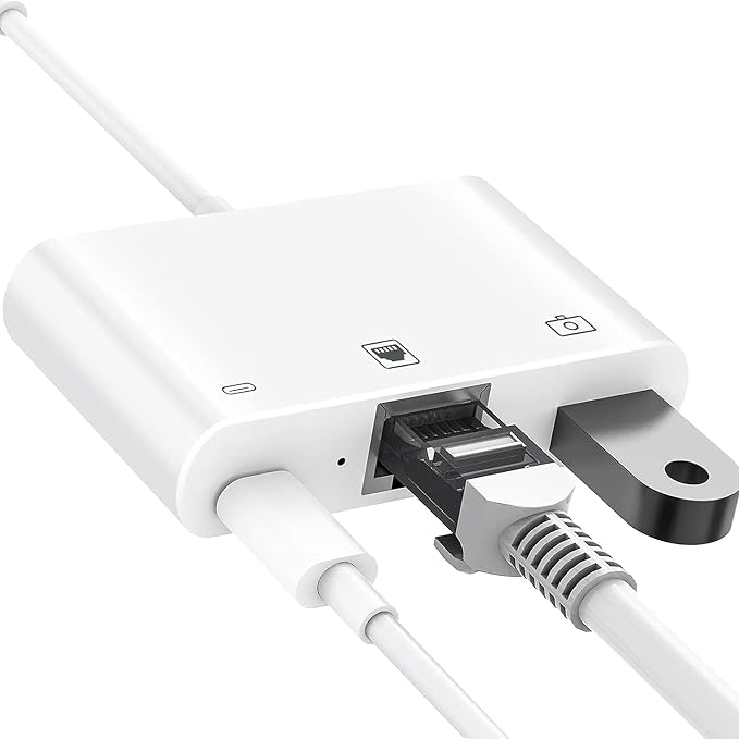 Lightning to RJ45 Ethernet Adapter, 3 in 1 USB to Lightning Adapter by RICHUPON