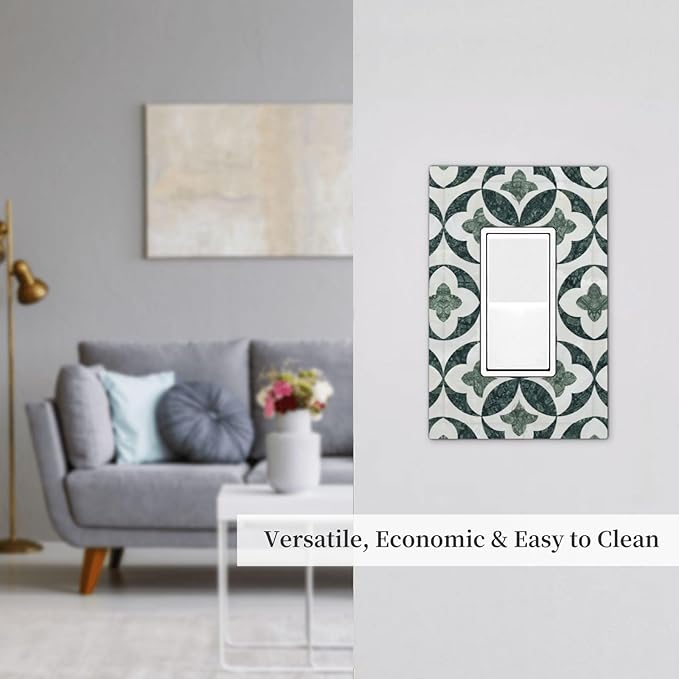 Bvtewkhz Green Luxury Modern Cubic Marble 1 Gang Single Rocker Decorative Light Switch Covers Electrical Faceplate Switch Plates for Bathroom Kitchen Home