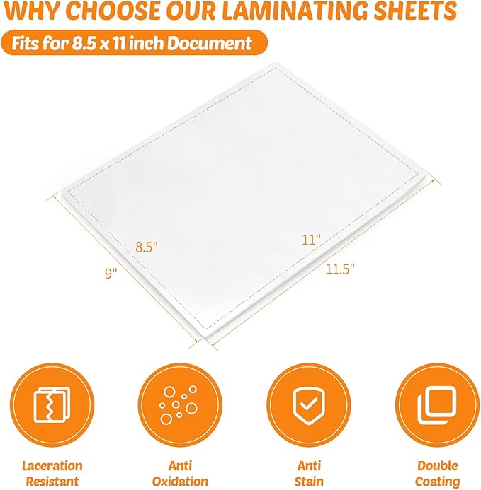 Lamtetur Thermal Laminating Pouches 9" x 11.5" Inches,Holds 8.5 x 11 Inch Sheets,3Mil 200Pack Laminate Films,Laminator Sheets,Letter Size Laminate Papers,Clear Lamination Sheets(75Mic-200sheets)
