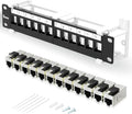 12 Port Patch Panel CAT7 Keystone Patch Panel Wall Mount 10 Inch Bracket by Enmane